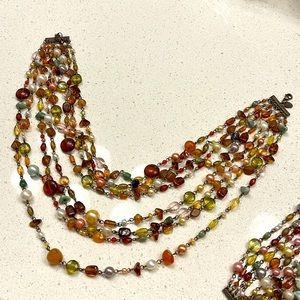 Multicolor Beaded necklace and bracelet set